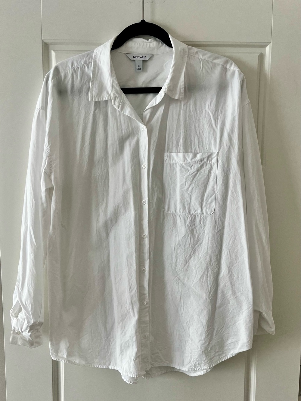 Nine West White Long-Sleeve Button Down Shirt